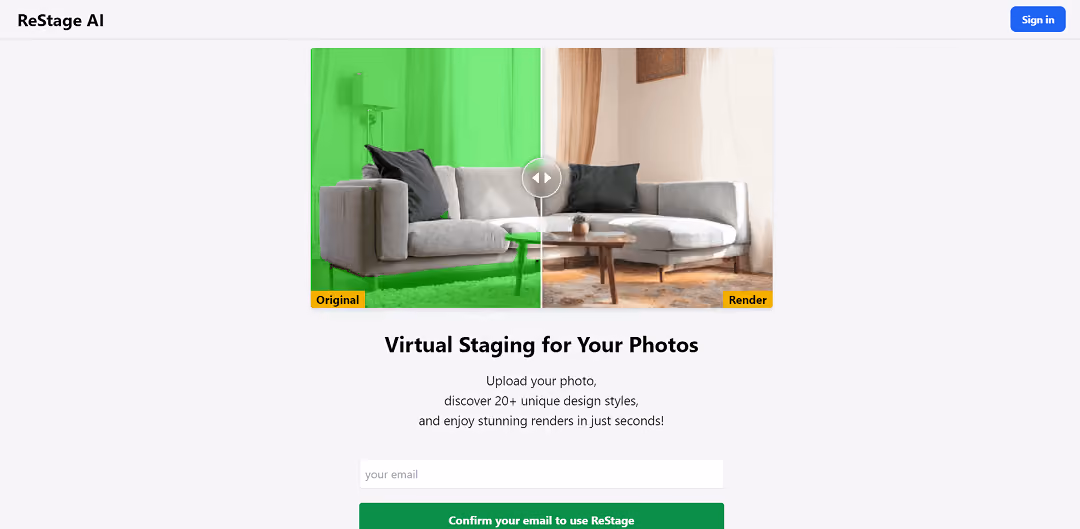 ReStage AI is an innovative virtual staging tool powered by artificial intelligence.