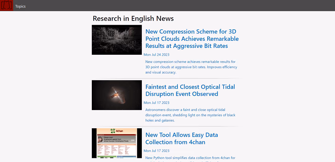 Research in English News is a user-friendly news website that offers the latest insights and updates on various research topics. It covers a wide range of subjects, including neuroscience, breast cancer, fluid dynamics, quantum vector databases, and more.