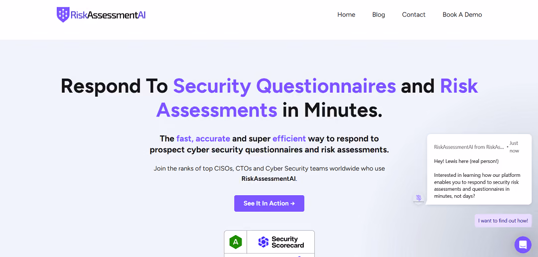 RiskAssessmentAI is a powerful AI-driven solution that streamlines the response process for security questionnaires from clients and prospects. By leveraging AI to understand your policies and procedures, it swiftly and accurately fills out these questionnaires in minutes.