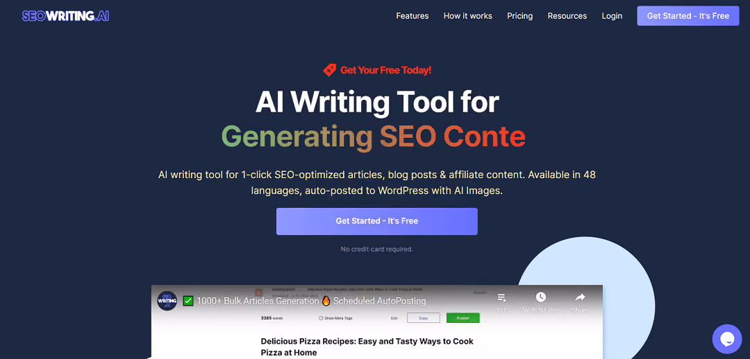 SEO Writing AI is an ingenious tool designed for the effortless creation of SEO-optimized articles, blog posts, and affiliate content with just a click. Supporting 48 languages, it allows direct auto-posting to your WordPress site.