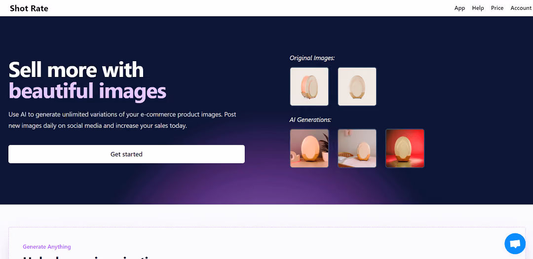 Shot Rate is an AI tool built for e-commerce businesses, offering unlimited variations of product images.
