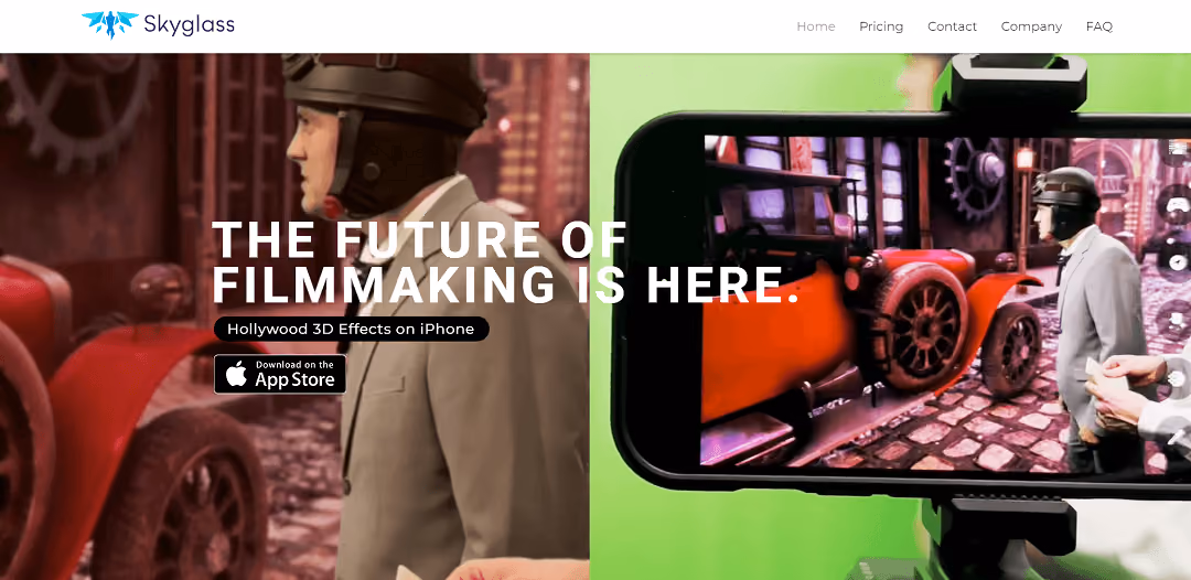 Skyglass is an AI tool that lets you design digital environments on your iPhone without a green screen or physical trackers.