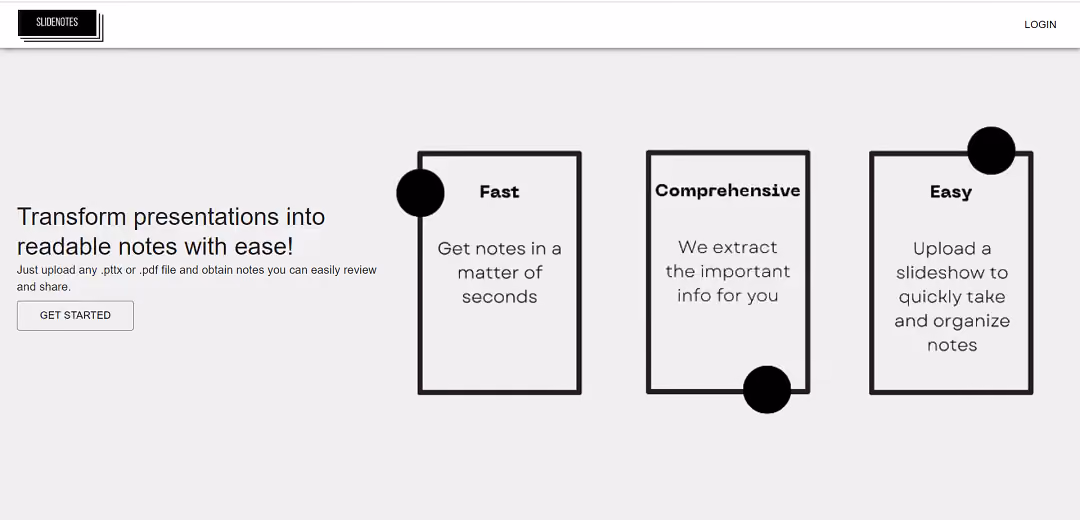 SlideNotes is an ingenious tool designed to effortlessly convert slide presentations into written notes. With a simple upload of a PDF or PowerPoint file, SlideNotes promptly generates corresponding text notes, allowing for easy reviewing and sharing.