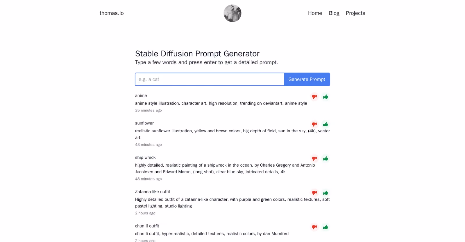 The Stable Diffusion Prompt Generator, developed by Thomas.io, utilizes GPT-3 technology to generate prompts specifically tailored for creative endeavors.