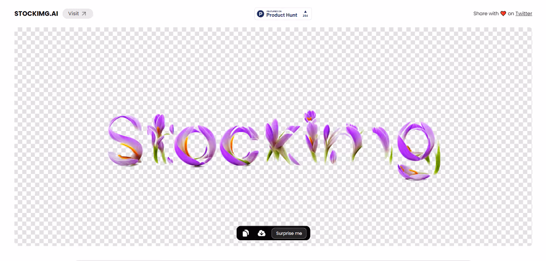 Stockimg AI's is a user-friendly tool that employs artificial intelligence to effortlessly transform text into visually striking and distinctive designs.