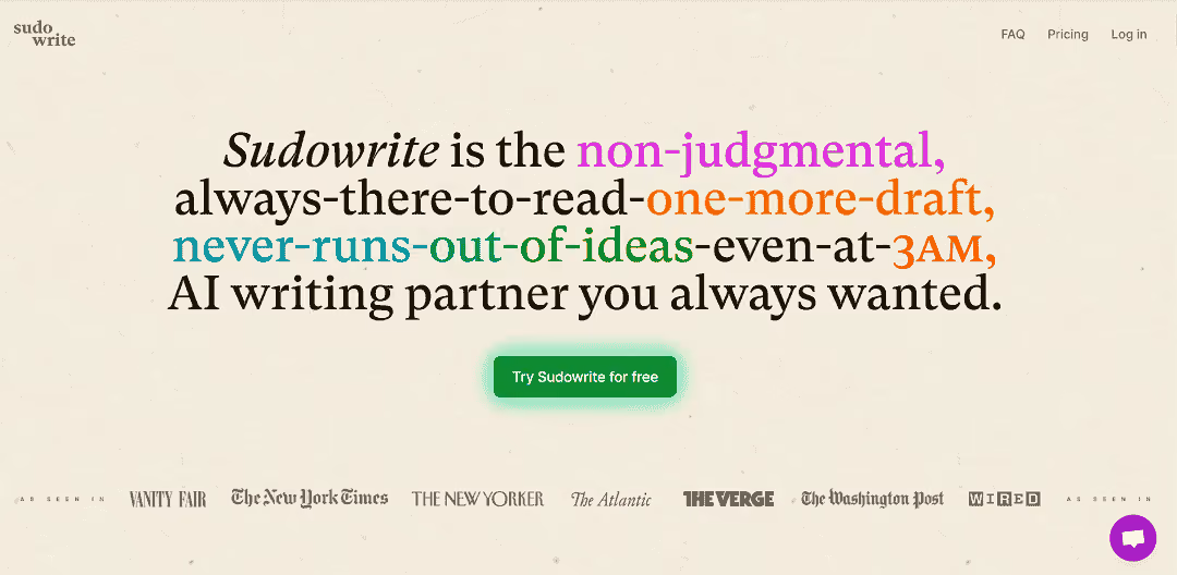 Sudowrite is an AI writing tool that helps authors create novels and screenplays faster.