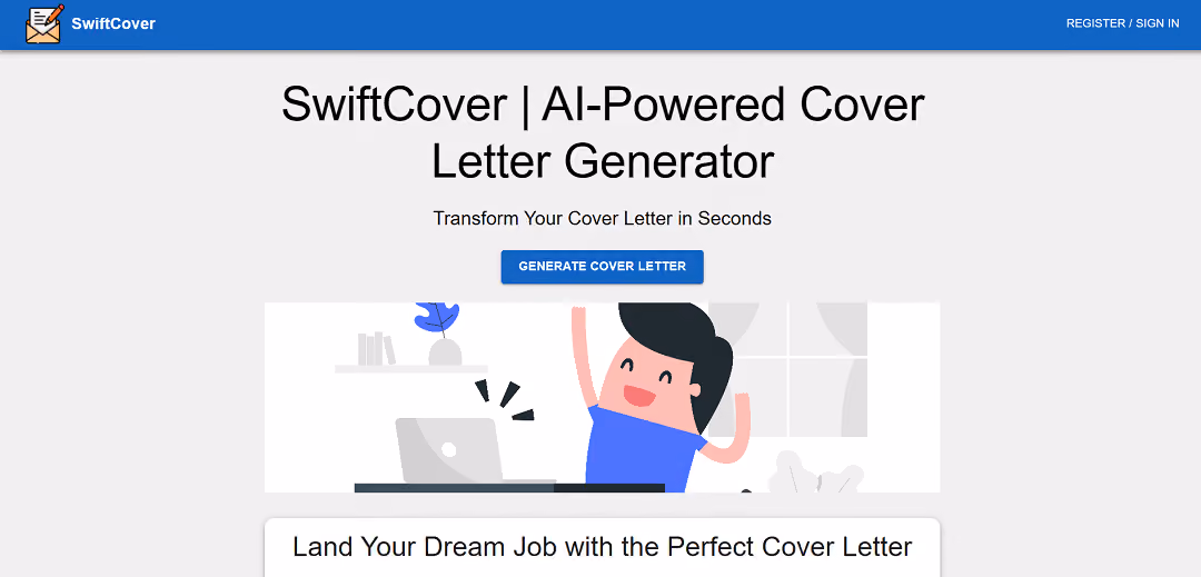 SwiftCover is an AI-powered tool designed to help job seekers create personalized cover letters for any job description in seconds. By