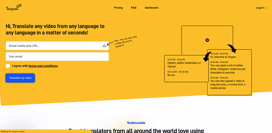 Targum.video - Super fast video translation from any language to any language