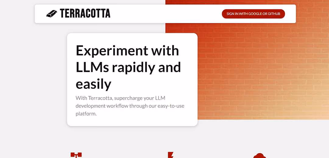 Terracotta is a user-friendly platform for experimenting with Large Language Models (LLMs) efficiently. It allows managing multiple fine-tuned models in one place, making it easy to iterate and improve them quickly.