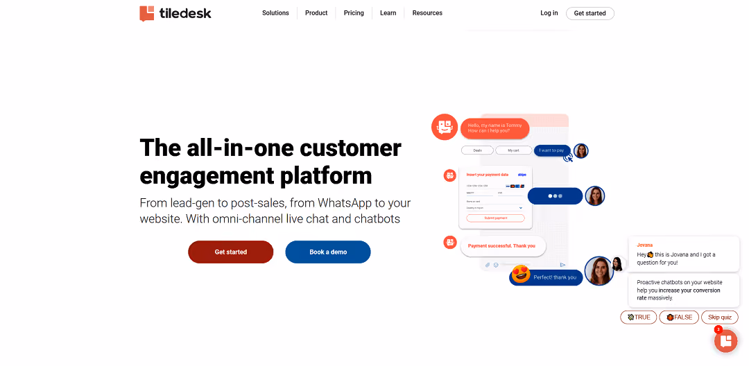 Tiledesk's Free Live Chat with Chatbots, WhatsApp, and Agents UNLIMITED is an innovative platform that boosts business ROI and streamlines customer communications.