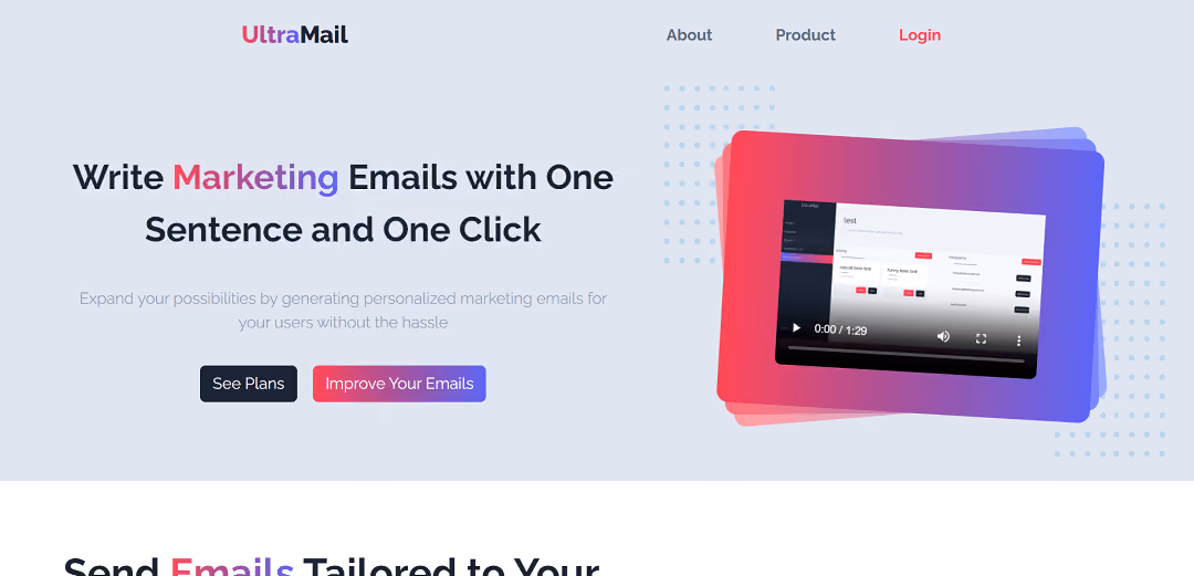 UltraMail is an AI-powered tool that automates personalized marketing emails, making it easy to manage customer contacts manually or through webhooks.
