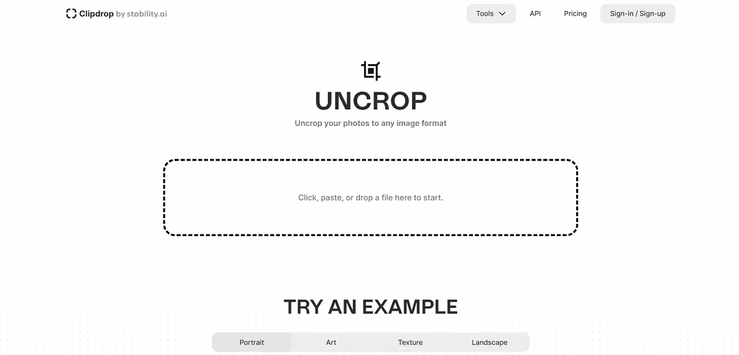 ClipDrop is an easy-to-use AI-powered tool that allows users to adjust photo aspect ratios by expanding and transforming backgrounds.