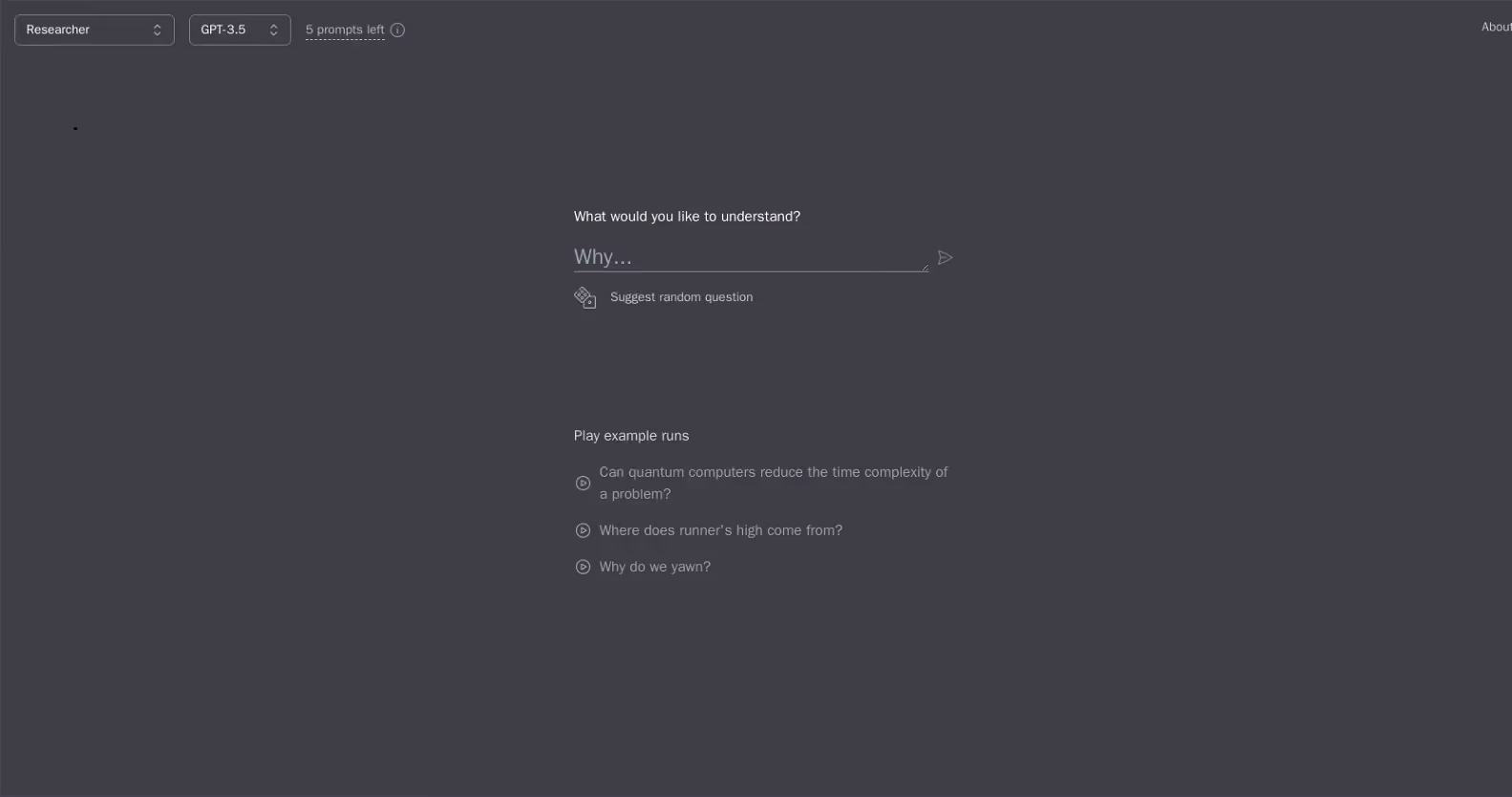 Whybot is a tool designed for an in-depth investigation of questions or topics.