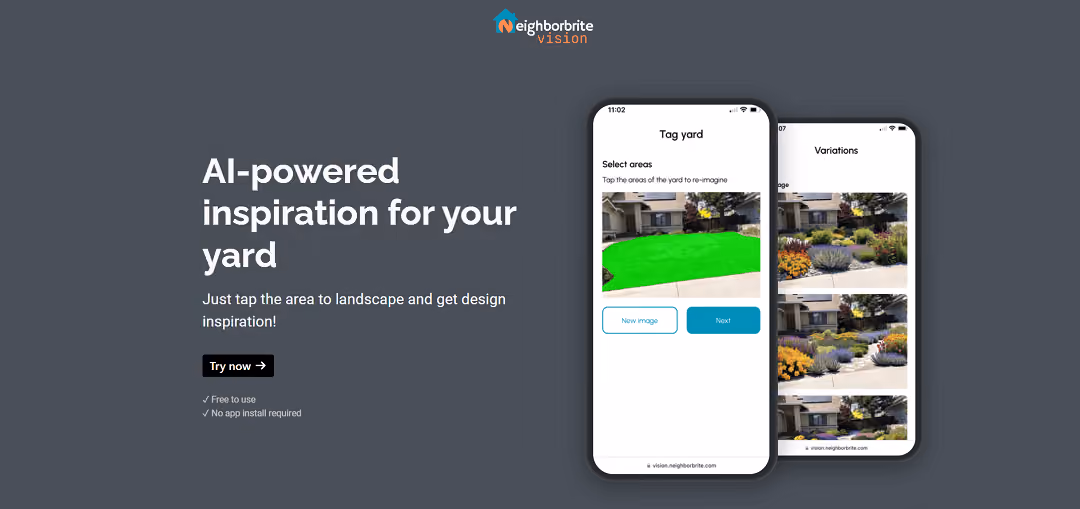 Yard Vision is an AI-powered tool for landscape visualization, enabling users to effortlessly plan their outdoor spaces. By tapping the designated area, users gain access to diverse design inspirations.