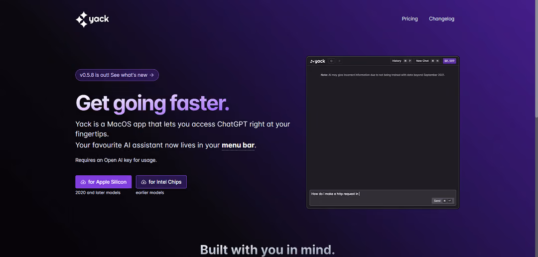 Yack is a nifty MacOS app that lets you directly access ChatGPT, an awesome AI language chatbot developed by OpenAI, right from your menu bar.