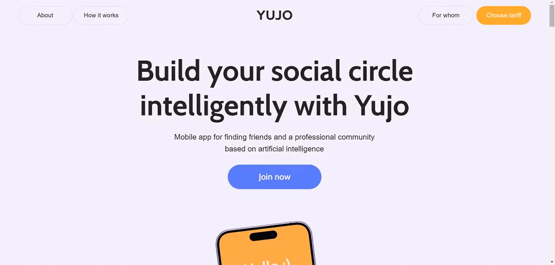 Yujo is a mobile app that leverages AI to connect users with like-minded friends and valuable acquaintances based on shared interests, professions, and personality traits.
