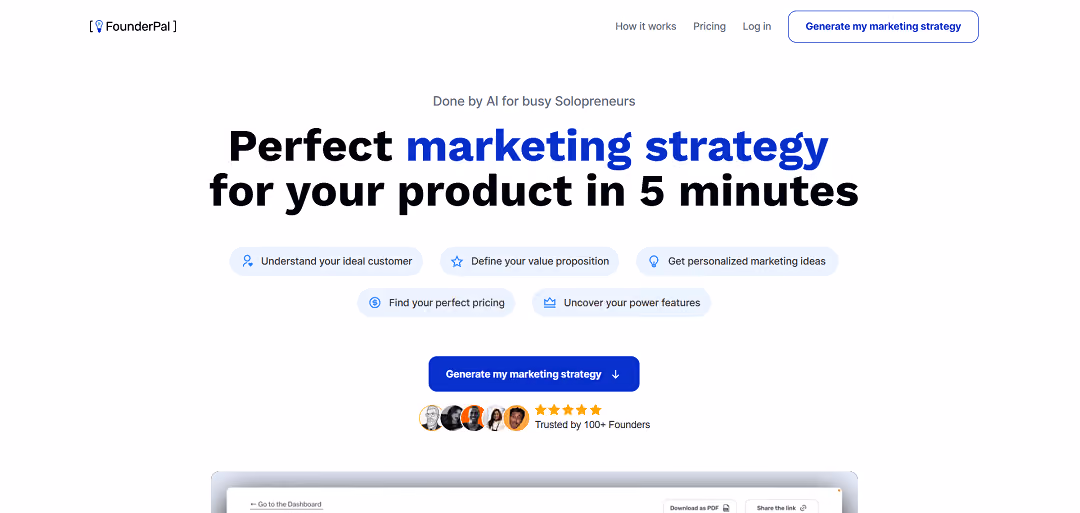 The AI-Powered Marketing Strategy Generator is a remarkable tool tailored for solo entrepreneurs seeking a swift yet effective marketing strategy for their products, all achievable within a mere five minutes. 