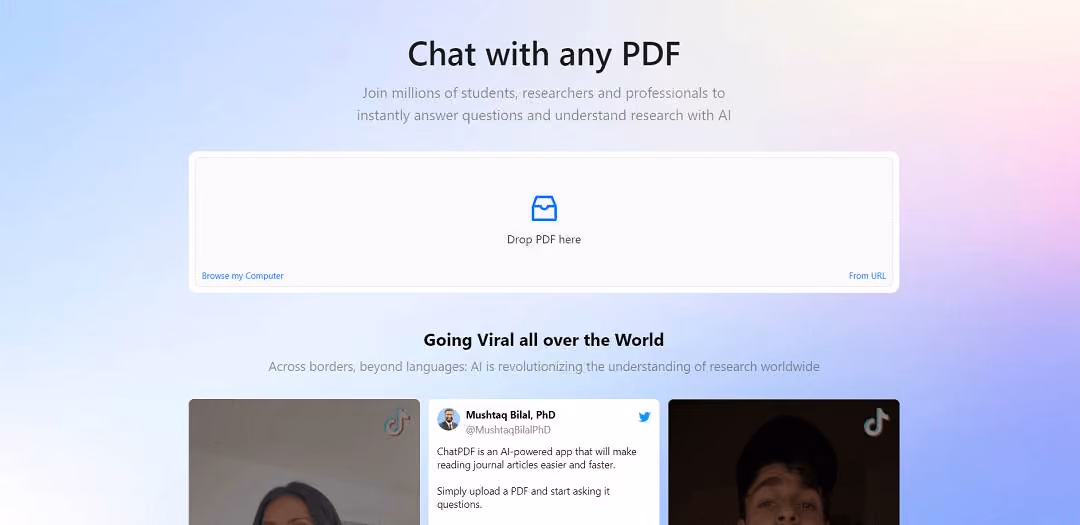ChatPDF, an AI tool, facilitates conversational interactions with PDF documents, from books and research papers to legal contracts, all without requiring user sign-ins. 