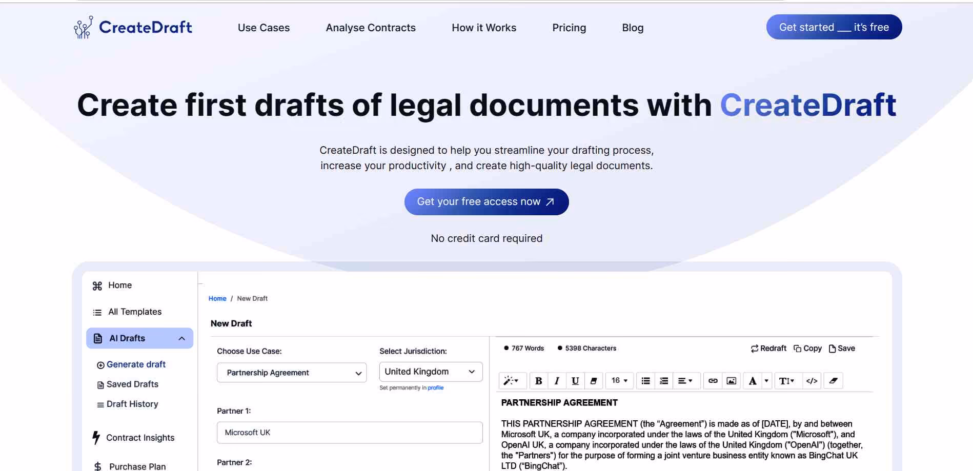 CreateDraft is an AI-powered tool specially designed to simplify and supercharge the document drafting process for legal teams. It offers a diverse range of templates for various legal agreements, from Non-Disclosure Agreements to Employment Contracts and more. 