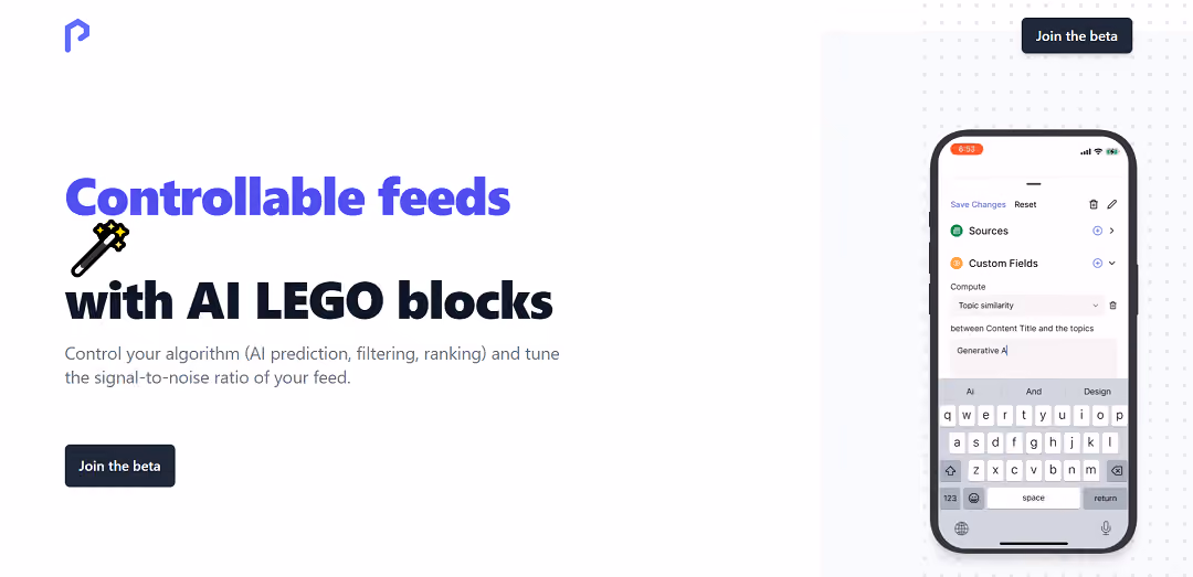 Personamo, an ingenious content customization tool, revolutionizes the way users interact with their digital feeds. This user-friendly platform empowers individuals with intuitive LEGO-like building blocks, granting them full control over feed algorithms, content filtering, and ranking systems. 