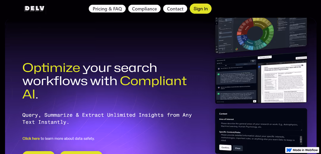Explore the depths of the internet to find precisely what matters to you. With Delv, it's all about tailoring your search. You just input your expertise, the topic you're curious about, and your preferred databases.