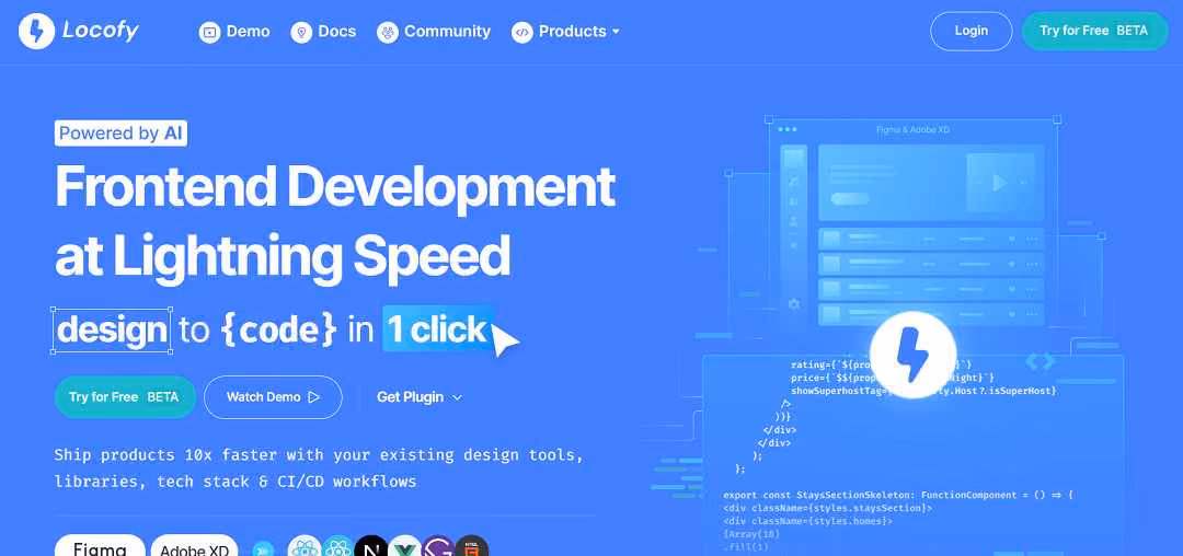 Locofy.ai is a platform that makes frontend development faster by using AI. It is a platform designed to streamline the web development process by converting designs directly into functional code.