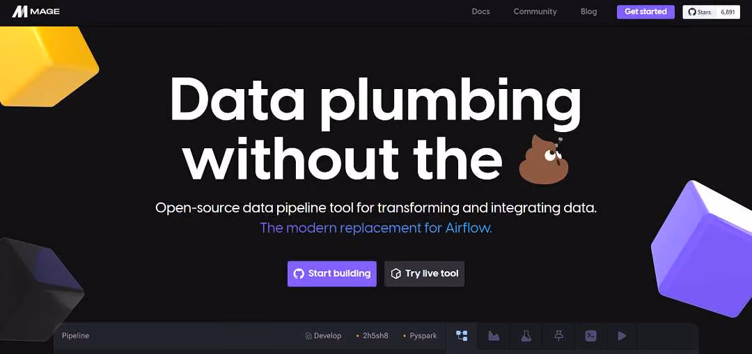 Mage.ai is a data pipeline tool designed to automate and streamline the work of data teams. By leveraging artificial intelligence, Mage.ai aims to simplify the process of transforming raw data into ready-to-use formats, making it more efficient and less error-prone.