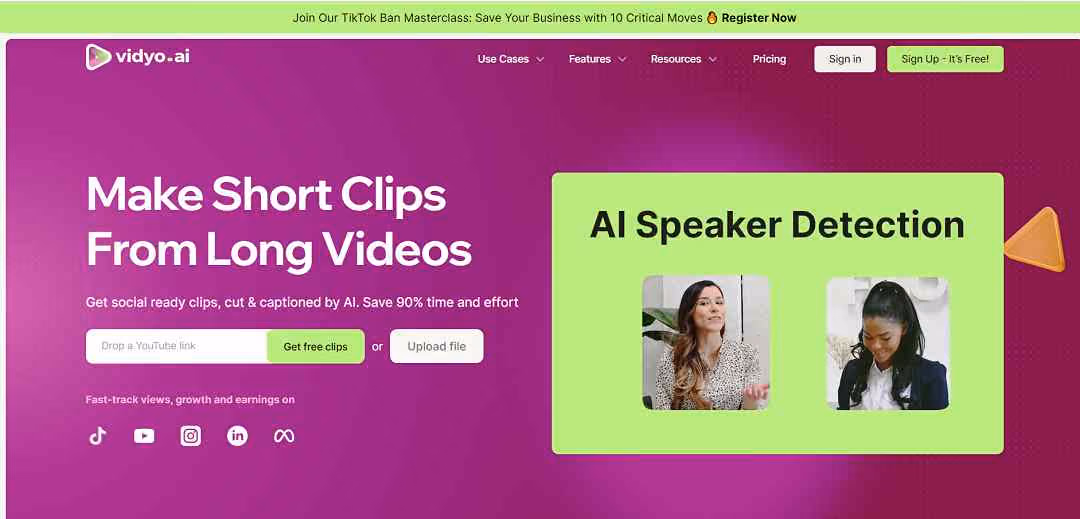 Vidyo.ai shines as an innovative video editing tool powered by AI, designed to simplify the content creation journey for creators, businesses, and marketing agencies navigating the realm of social media.