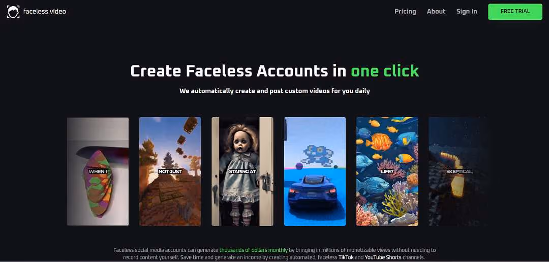 Faceless.video is a tool designed to simplify content creation and posting, aiding in the effortless growth of your online audience.