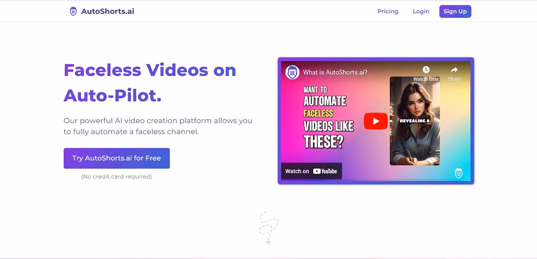 AutoShorts.ai is a cutting-edge platform that leverages artificial intelligence to automate the creation of faceless short videos, primarily designed for social media platforms like TikTok and YouTube Shorts.