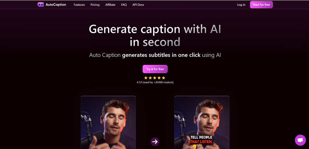 AutoCaption is an easy-to-use AI tool that helps content creators quickly add subtitles to their videos. With support for over 100 languages, it’s perfect for creators who want to reach a global audience.