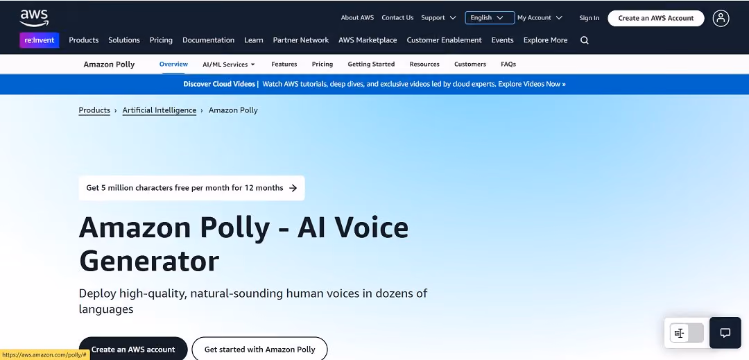 Amazon Polly is a cloud-based text-to-speech service that transforms writtentext into realistic, lifelike speech.