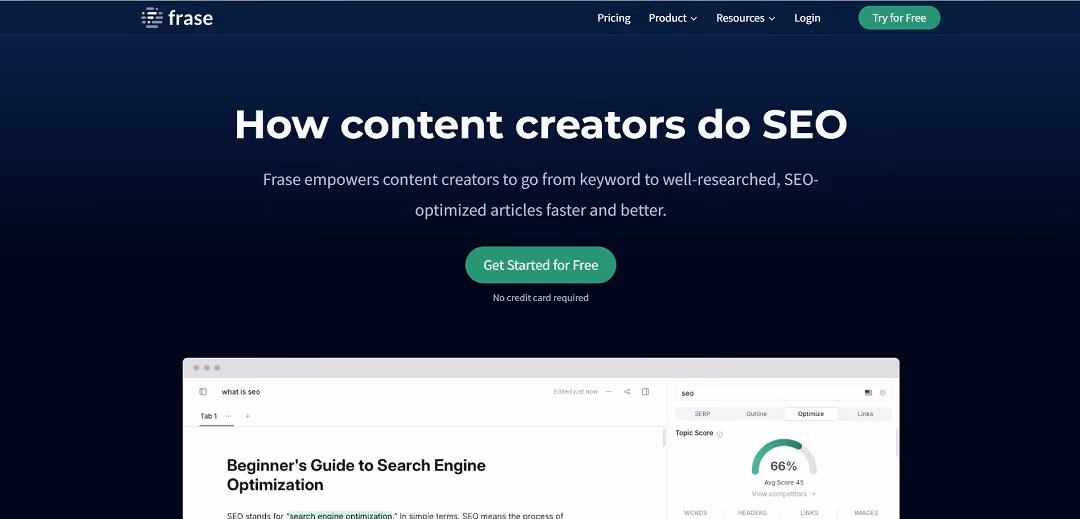 http://Frase.io is an all-encompassing platform designed to optimize SEO content.