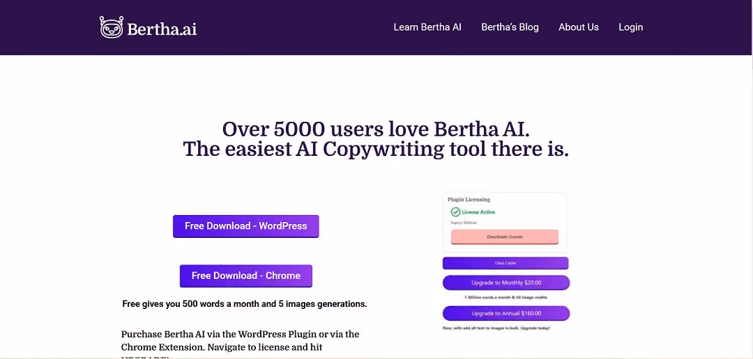 Bertha is an AI-driven writing assistant designed to simplify content creation and elevate your productivity across various platforms.