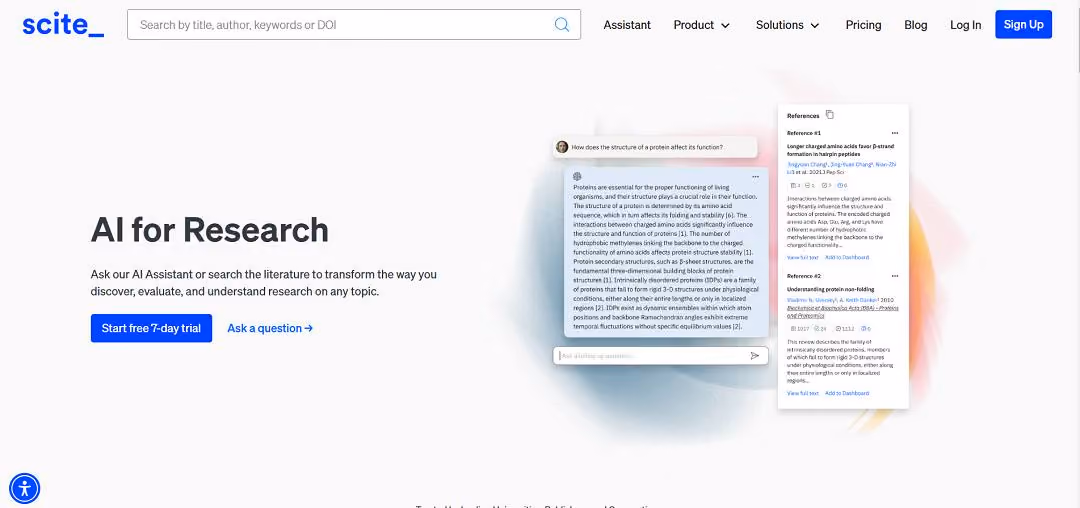 Scite is an AI tool that will help users to search for academic literature, analyze the citations from academic articles, and allow the users to track literature relating to their interests.