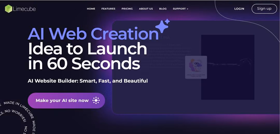 Limecube is an AI-driven website builder designed to make creating professional websites simple and accessible, even for those without technical skills.