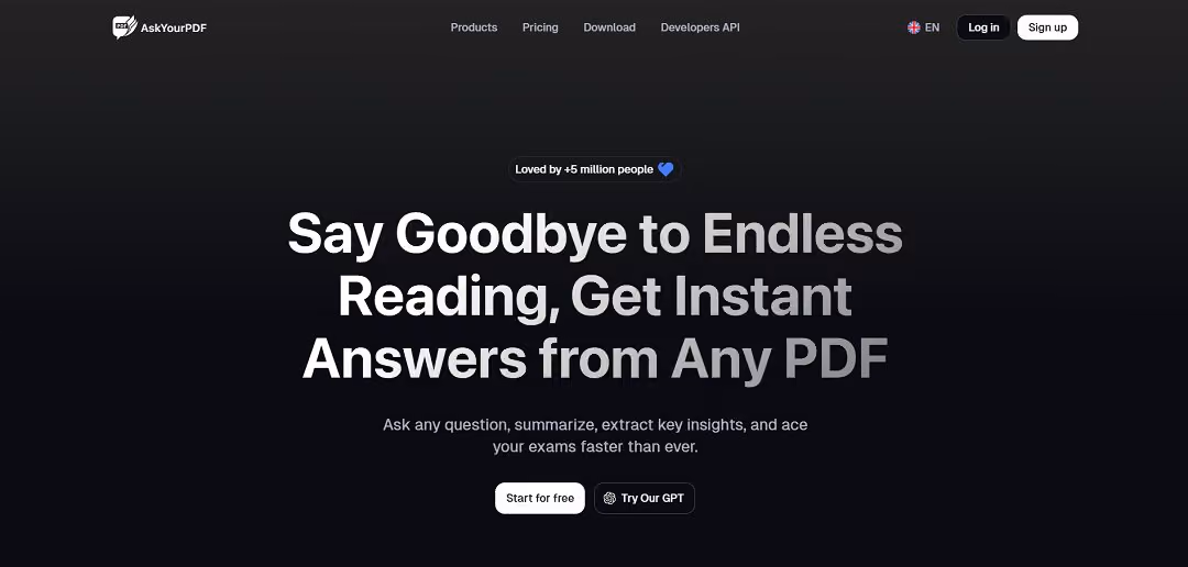 AskYourPDF is an innovative AI-powered platform designed to transform your interaction with PDF documents.