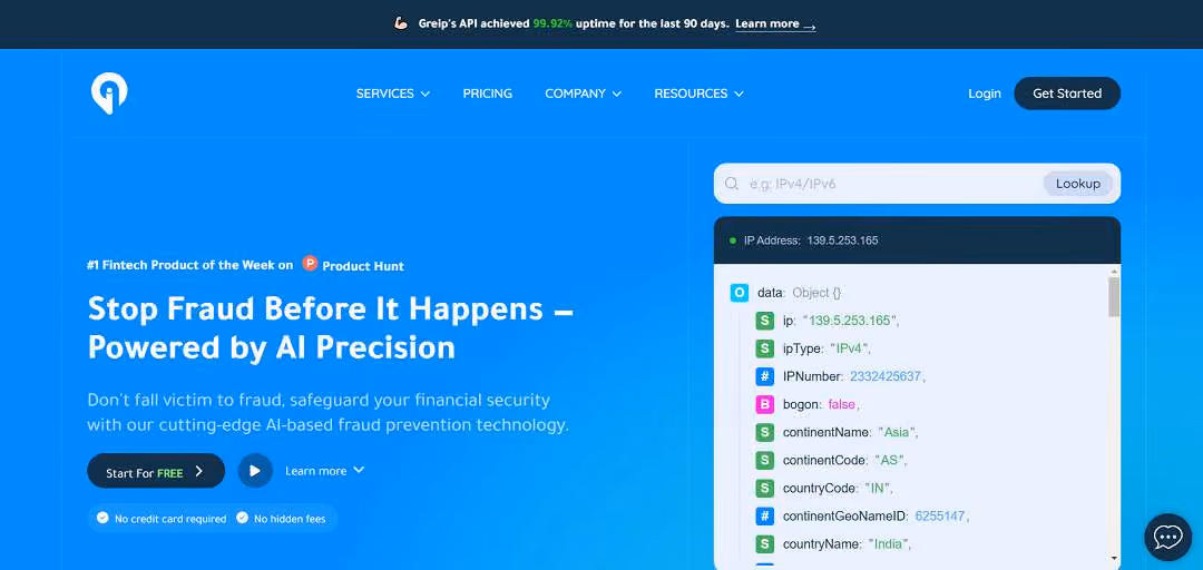 Greip is an innovative platform designed to combat online fraud by providing a comprehensive suite of tools that help businesses prevent financial losses, identity theft, and fraudulent activities