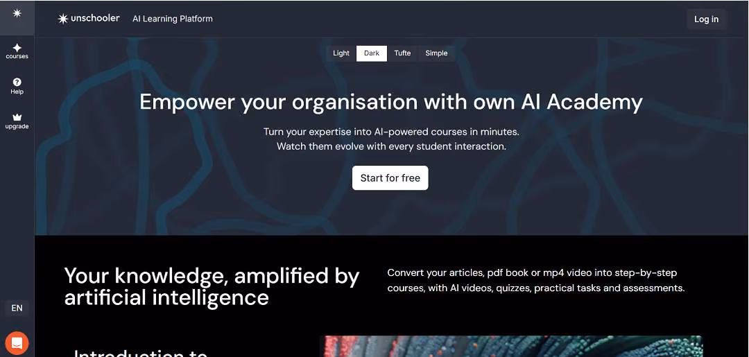Unschooler is an innovative AI-driven platform that transforms existing content—such as articles, PDFs, and videos—into comprehensive, interactive courses.