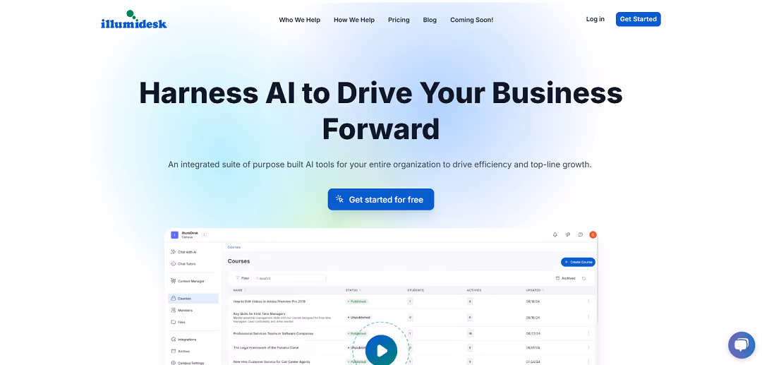 IllumiDesk is an innovative AI-driven platform that transforms content creation across various sectors, including education, corporate training, and professional development.