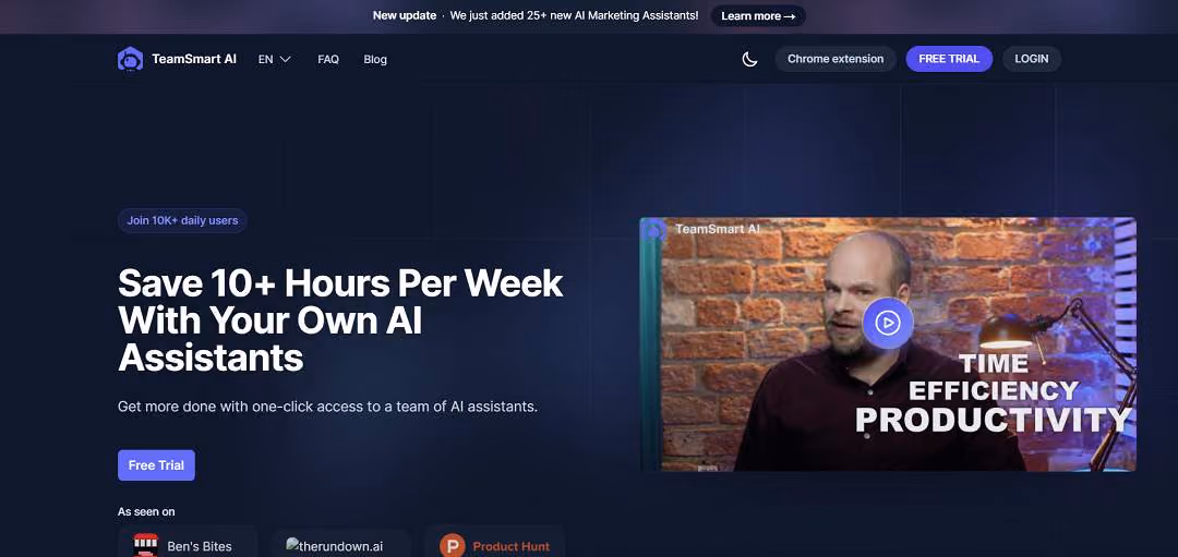 TeamSmart AI is an innovative platform designed to enhance productivity by offering users a collection of specialized AI assistants. 