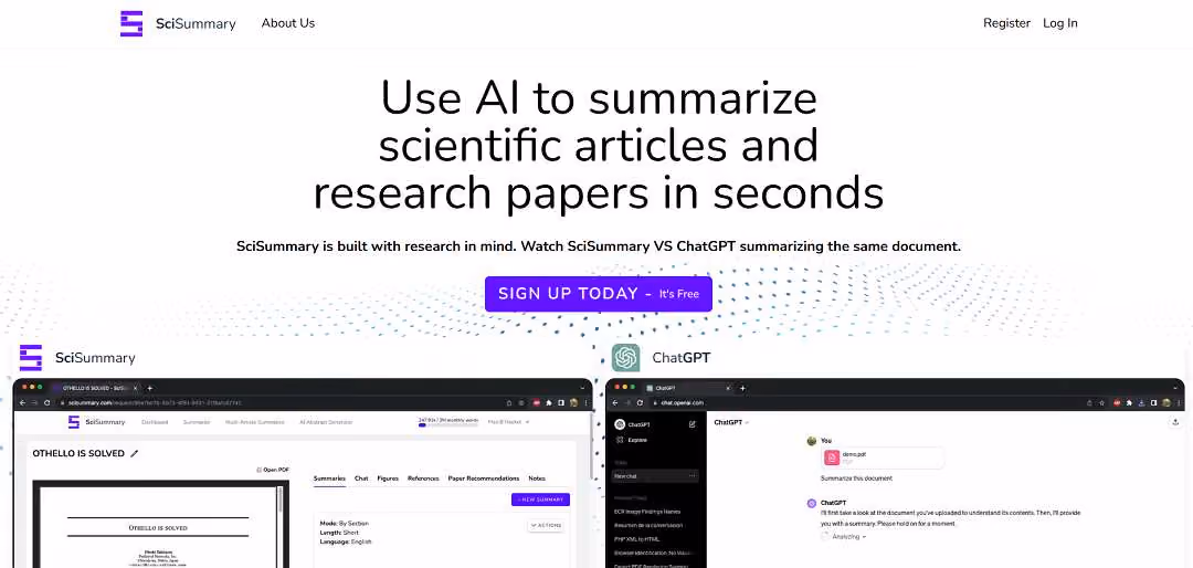 SciSummary is an innovative platform that leverages artificial intelligence to simplify the comprehension of complex scientific literature