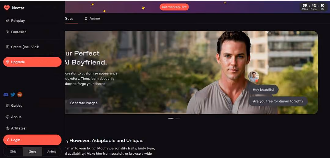 TryNectar is an innovative platform that leverages advanced artificial intelligence to offer users the opportunity to create and interact with highly customizable virtual companions, often referred to as AI girlfriends/boyfriends.