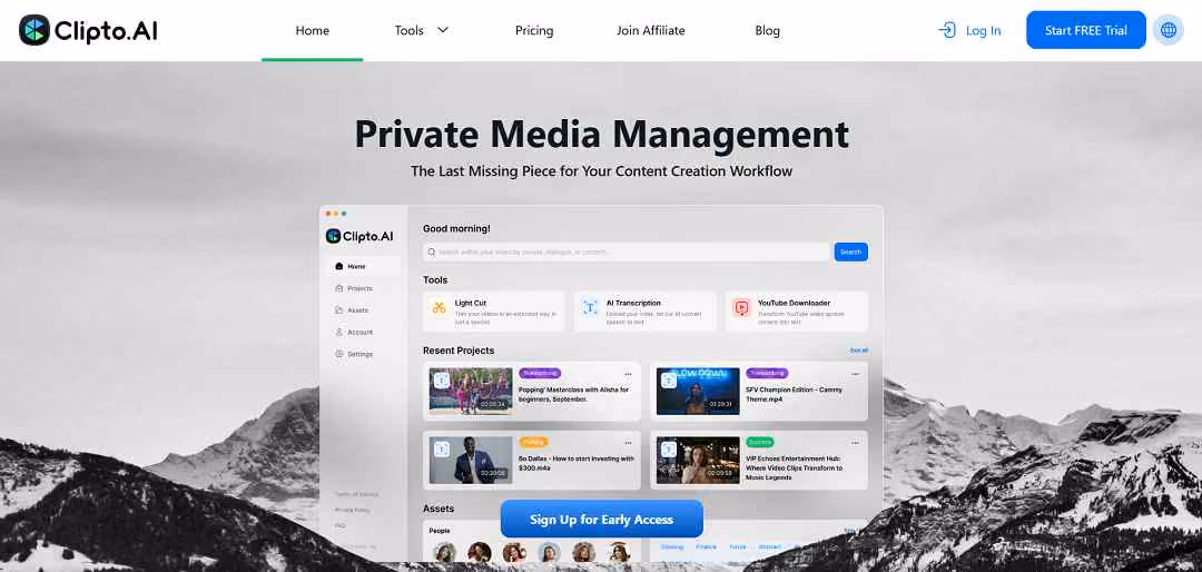Clipto.AI is an advanced media management and transcription tool designed to streamline content creation workflows. By leveraging cutting-edge AI algorithms, it offers efficient solutions for managing, searching, and transcribing media files, ensuring both speed and accuracy.