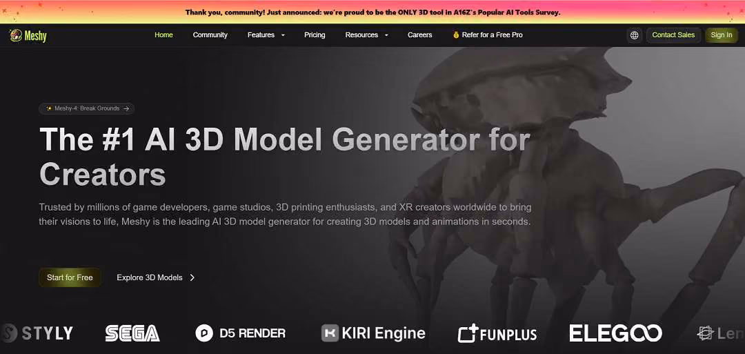 Meshy AI is an innovative platform that leverages artificial intelligence to streamline the creation of 3D models and animations.