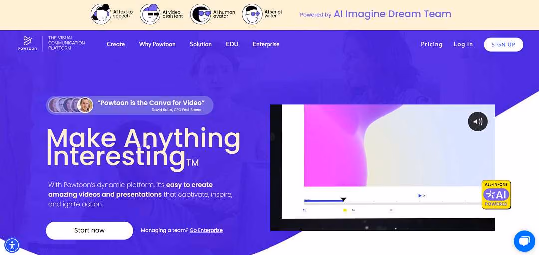Powtoon is a versatile, cloud-based platform designed to simplify the creation of animated videos and presentations.