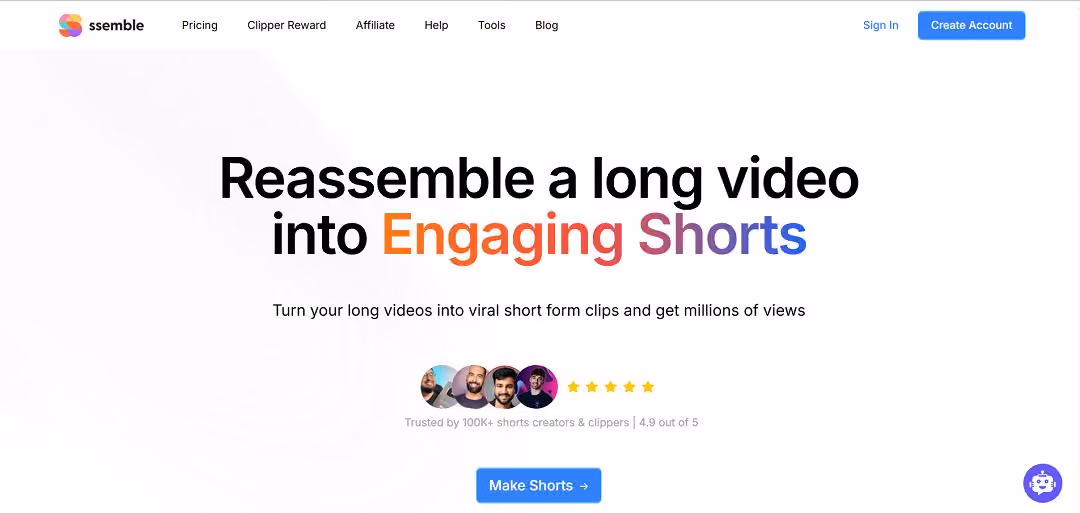 Ssemble is an AI-powered video editing platform designed to simplify and enhance the process of creating short-form content from long-form videos.