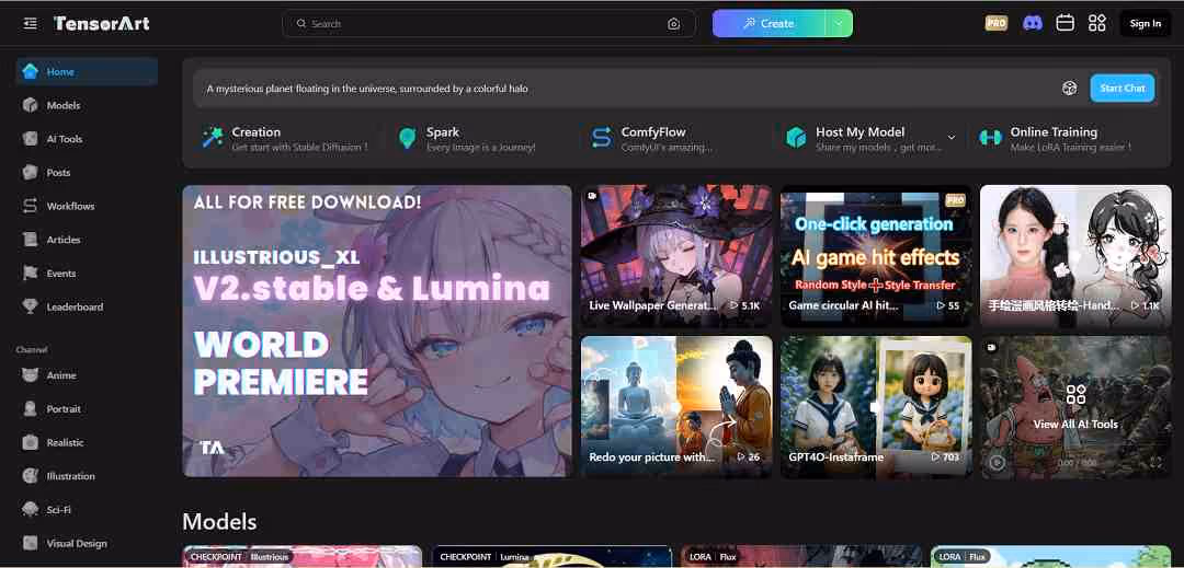 TensorArt is an AI-powered creative platform designed to assist artists, designers, and developers in generating and refining visual content.