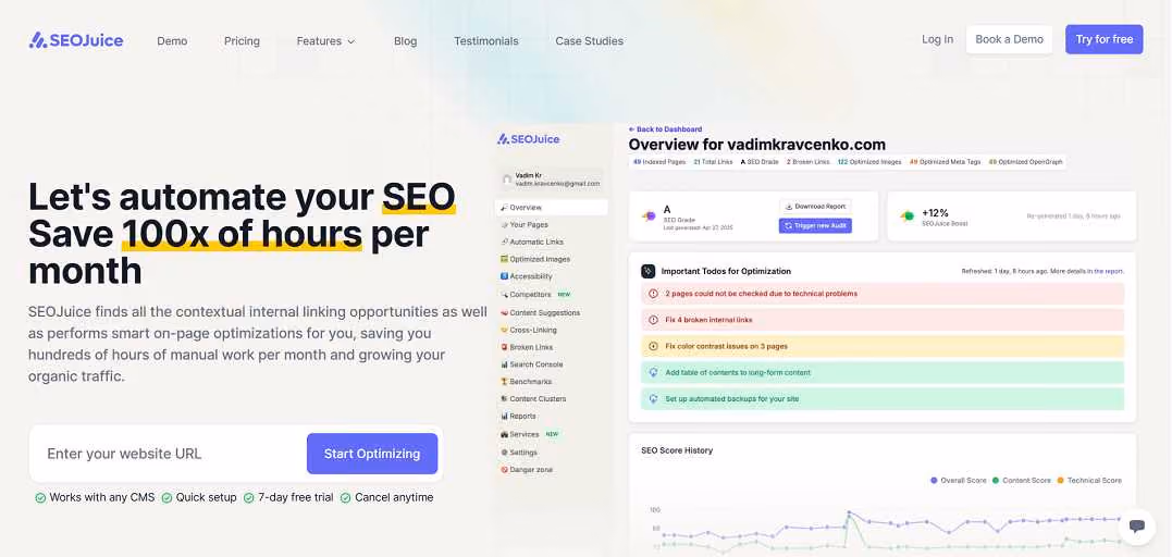 SEOJuice is an AI-powered SEO automation tool that simplifies the process of improving your website’s visibility on search engines.