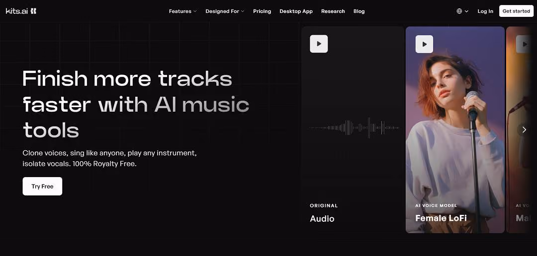 Kits AI is an advanced online platform that brings professional audio tools to musicians, producers, and creators through the power of artificial intelligence.